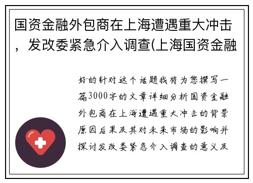 国资金融外包商在上海遭遇重大冲击，发改委紧急介入调查(上海国资金融控股集团)