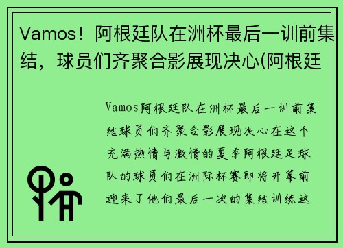 Vamos！阿根廷队在洲杯最后一训前集结，球员们齐聚合影展现决心(阿根廷最后一次美洲杯)
