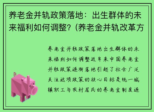 养老金并轨政策落地：出生群体的未来福利如何调整？(养老金并轨改革方案)